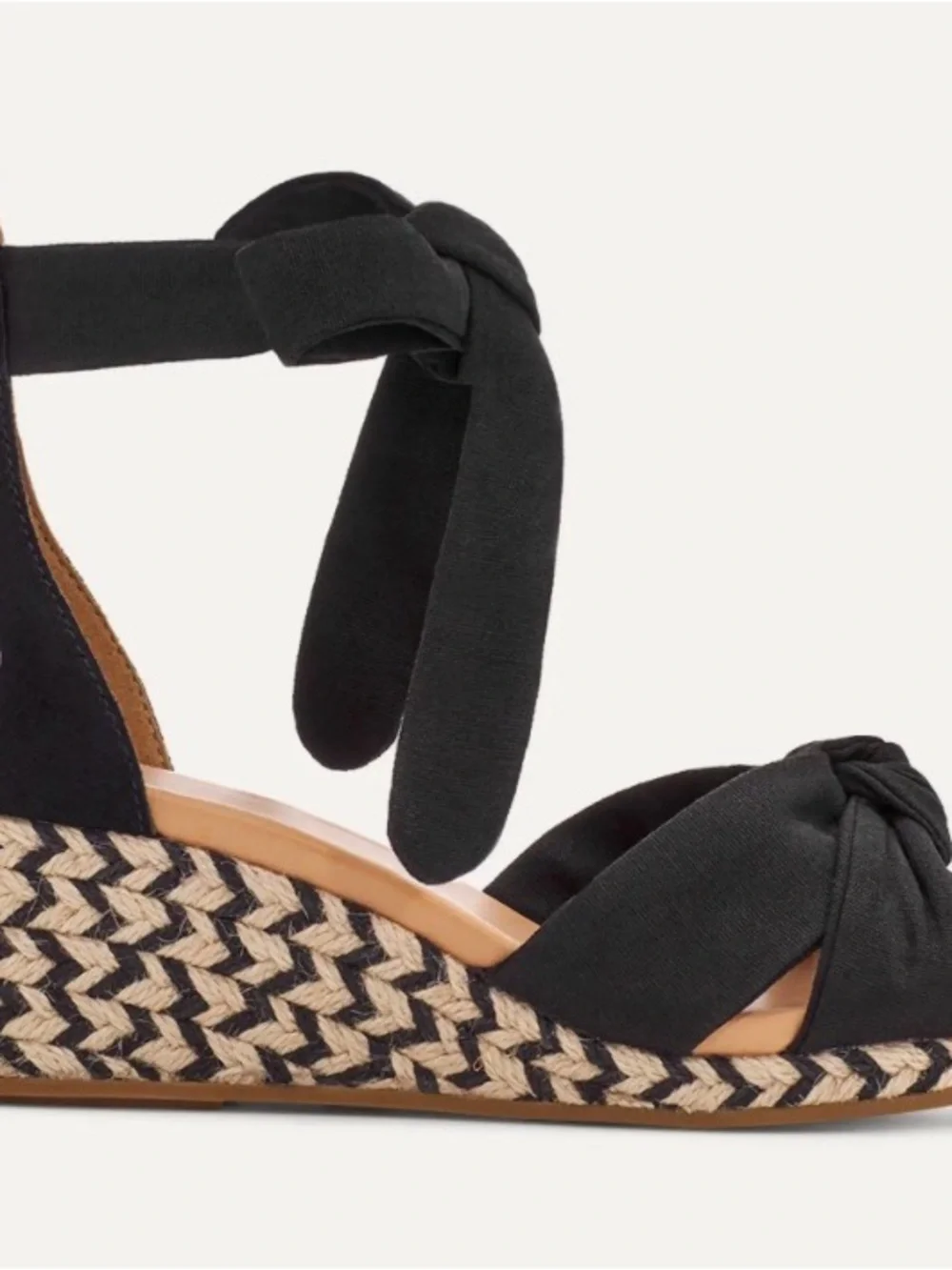 UGG Yarrow Black Knotted Espadrille Wedge Sandals